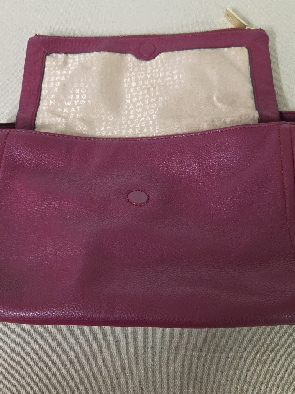 Kate Spade Lelia Med  Pebbled Leather Shoulder Or Crossbody Dark Plum/ Magenta
